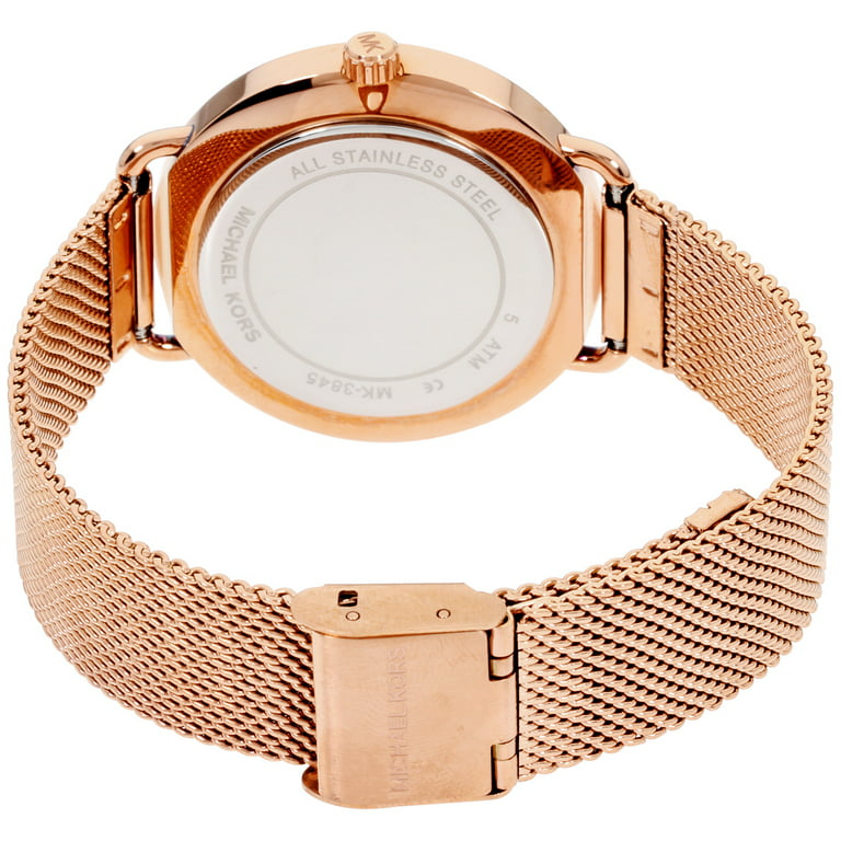 Michael Kors Portia Black Dial Gold Steel Strap Watch for Women