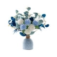 thumbnail image 2 of COM1950s Blue Hydrangea Artificial Bouquet with Ceramic Vase - Fake Flower Arrangement for Living Room,Wedding (14X15In,22.92Oz), 2 of 6