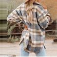 thumbnail image 6 of DondPO Jackets For Women Women's Brushed Plaid Shirts Long Sleeve Flannel Lapel Button Pocketed Jacket Coats Plaid Shirts For Women Flannel Jacket Women Brown M Clearance！, 6 of 8