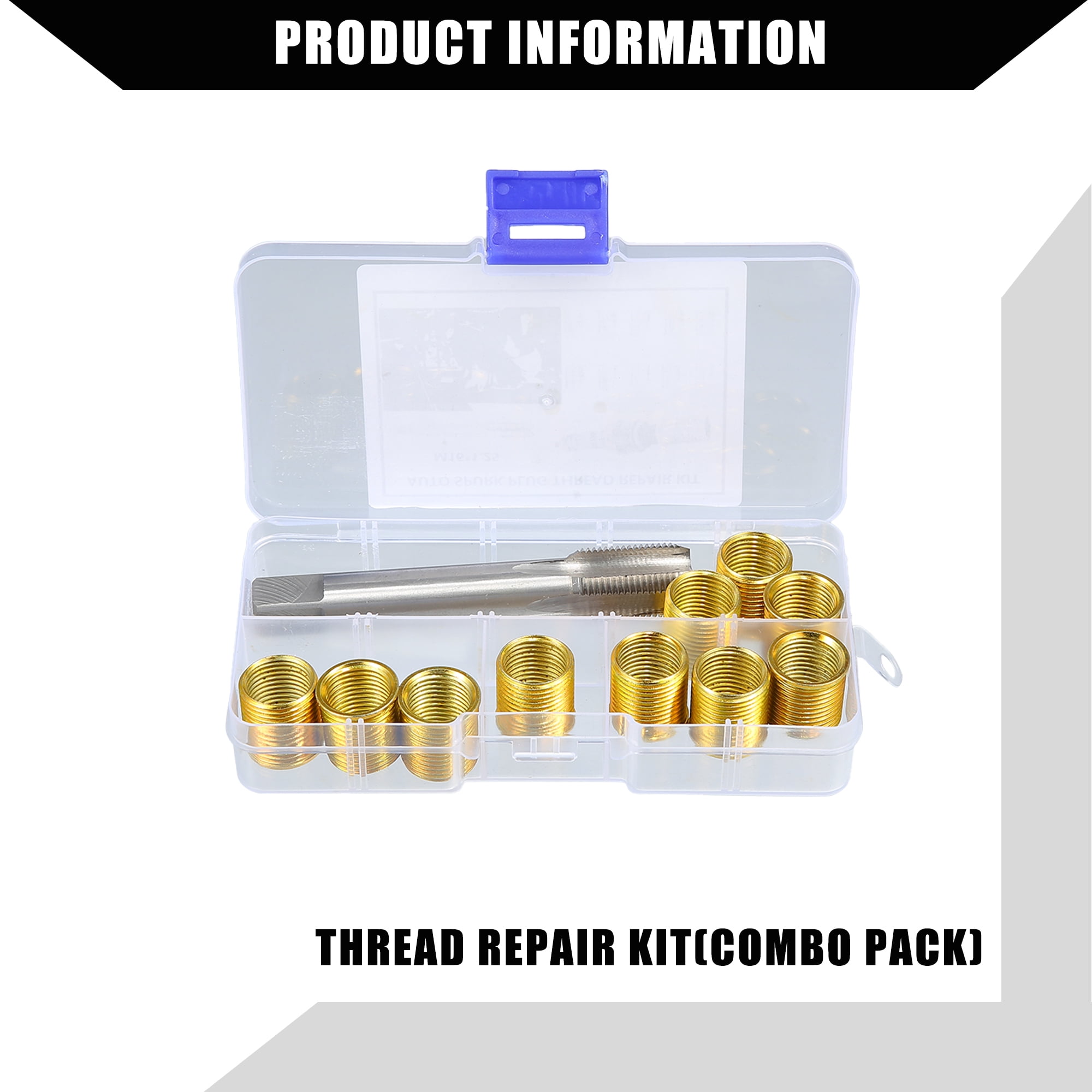 Unique Bargains Universal Spark Plug Thread Repair Tools M14x1.25 Inserts M16x1.25 Tap Set
