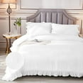 thumbnail image 3 of DNG Creations 5 Piece Vintage Ruffle Pattern Comforter Set Premium Ultra Soft 550 GSM All Season ( Full/Queen Size ) 100% Egyptian Cotton Solid White Colour, 3 of 8