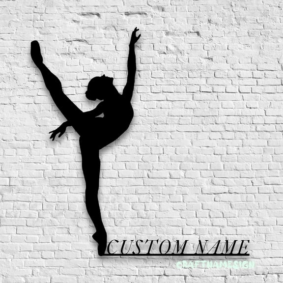 Craftnamesign Custom Modern Dance Metal Wall Art LED Light, Custom Girl Ballet Dancing Name Sign
