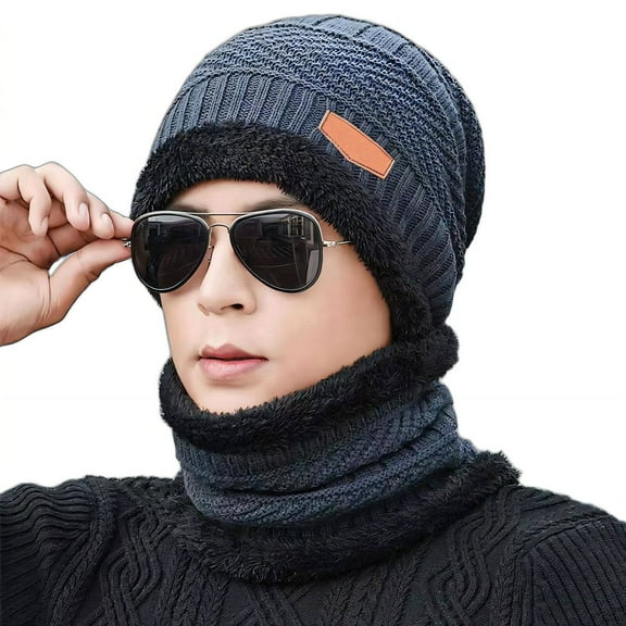 TELOLY Beanies Hats Men,Cycling Cold Weather Protection Winter Hats for Men,Warm Set Knitted Beret,Claret