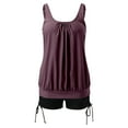 thumbnail image 4 of Womens 2 Piece Swimsuits Solid Color Stylish Ruffle Tankini Tops with Boyshorts Purple Bathing Suits for Women XL, 4 of 6