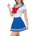 thumbnail image 3 of CutiePlusU Button Crotch Onesie Adult Romper Bodysuit Cosplay Magical Sailor Onesie Skirt Set XS-BlueWhite, 3 of 5