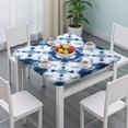 thumbnail image 3 of Blue White Tie Dye Mandala Pattern Square Fitted Tablecloth with Elastic Edge,Square Table Cover,Washable Elastic Table Cover for Home Kitchen Party Decor 36"x36", 3 of 6