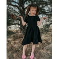 thumbnail image 5 of Oudiya Girls Tie Back Short Sleeve Ruffle Hem Off Shoulder Elegant Casual Summer Dresses, Black, 13-14Y, 5 of 8