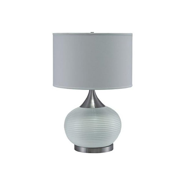 Benzara BM240427 Table Lamp with Pot Bellied Ceramic Body, Gray & White