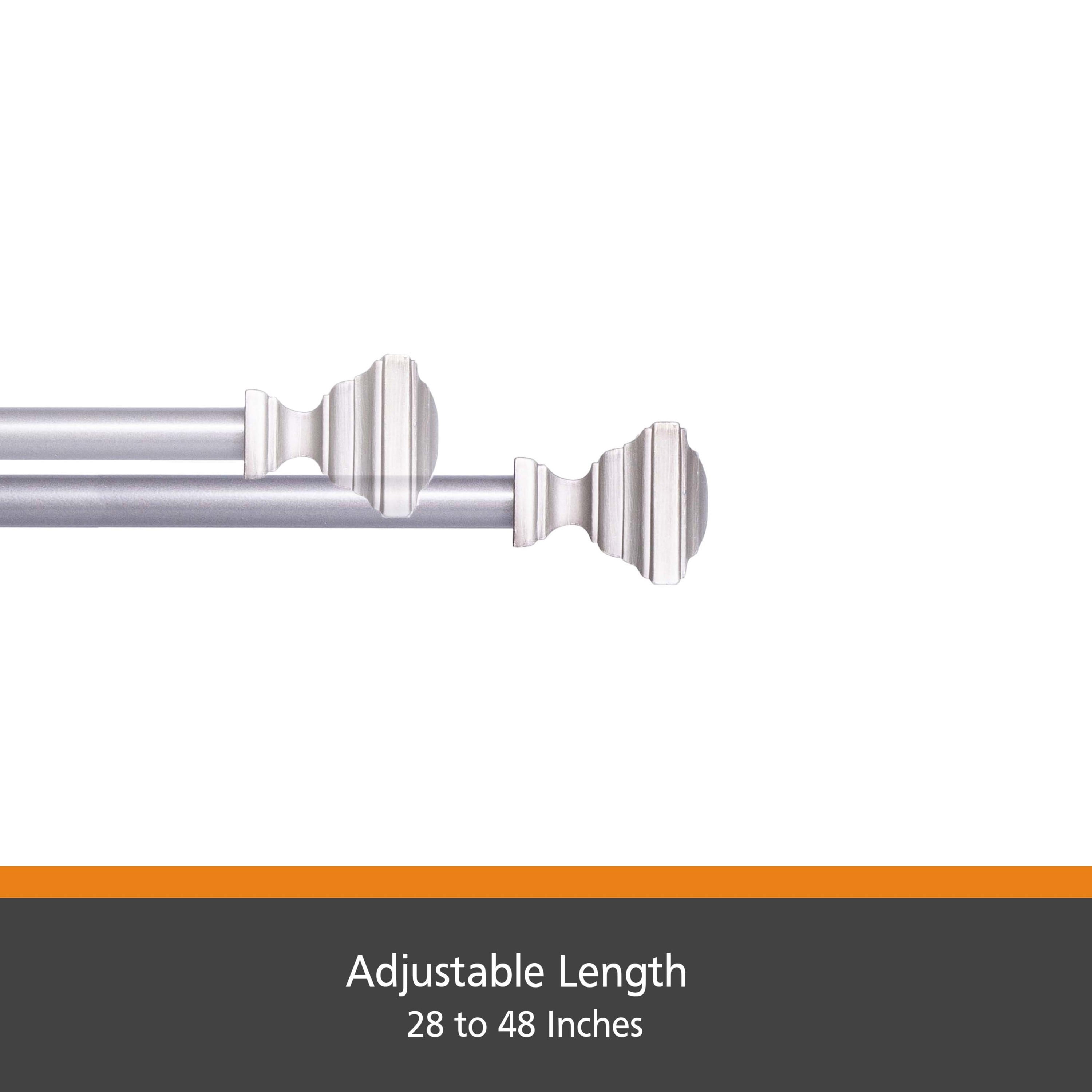 Kenney® Xavier 1/2" Fast Fit™ Easy Install Decorative Window Curtain Rod, 28-48", Pewter