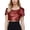 Red, variant on QHWAUAKFBN T Shirts For Women Trendy O-Neck Solid Sequins Short Sleeve Short Navel Blouse Tee Tshirts Top