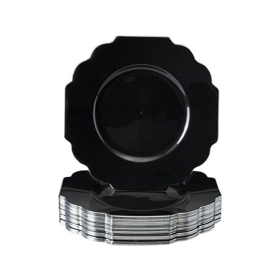 BLACK PLASTIC PLATES | Wedding disposable dinnerware | 10.75” | 20 PC