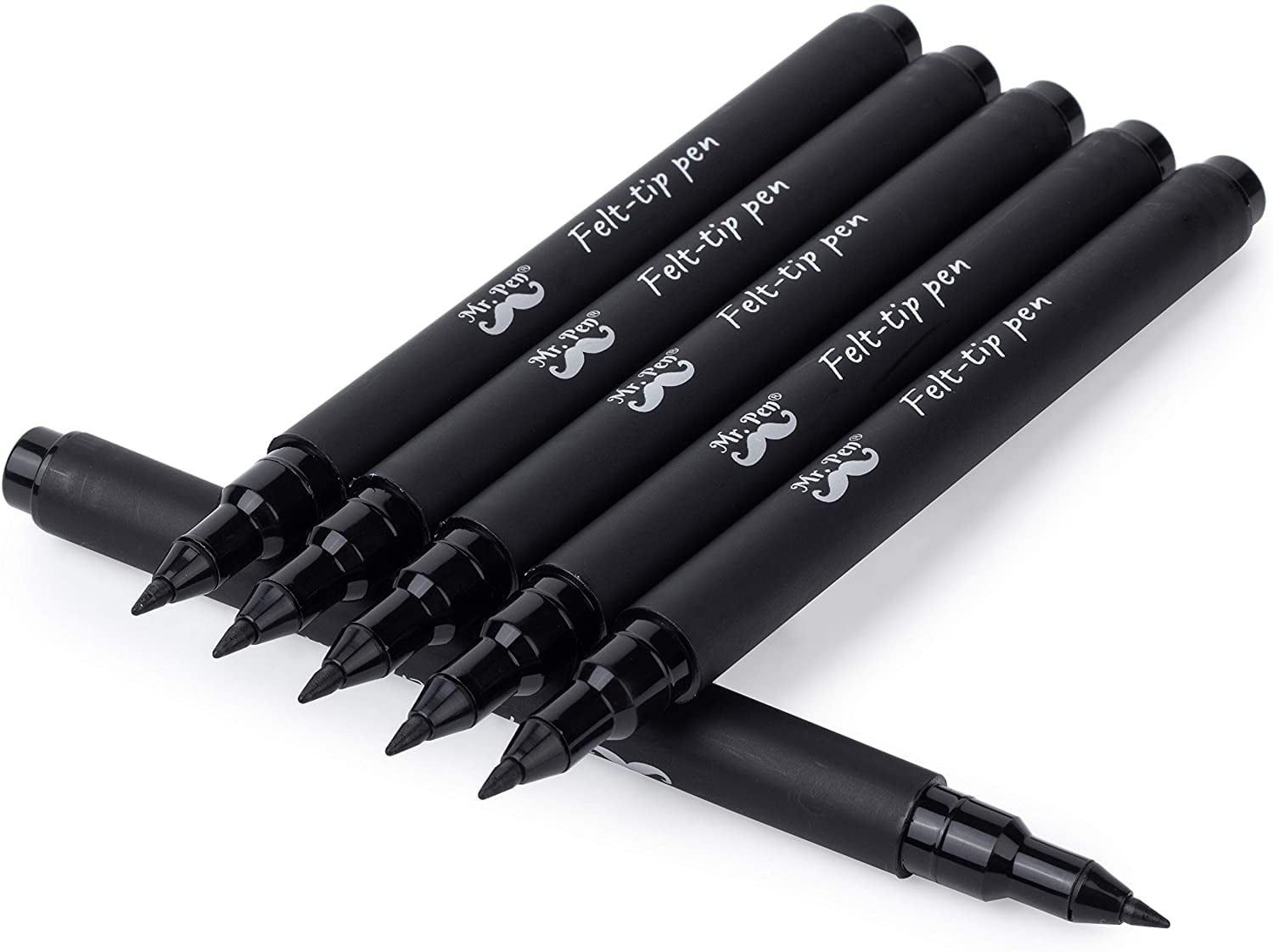 Mr. Pen- Pens, Felt Tip Pens, Black Pens, Pack of 6, Fast Dry, No Smear,  Fine Point Pens Black, Black Felt Tip Pens, Bible Journaling Pens, Felt  Pens
