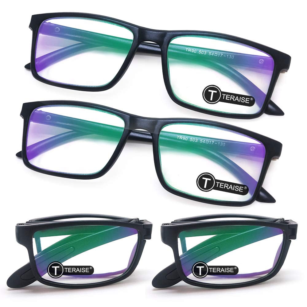 TERAISE 4-Pack Blue Light Blocking Reading Glasses Folding Reading Glasses Folden Readers Lightweight(+200)
