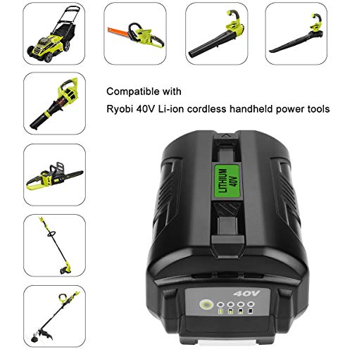 Powilling OP4050A 40V 5.0Ah Lithium Battery for Ryobi 40-Volt Collection Cordless Power Tools Li-ion Battery OP4015 OP4026 OP40201 OP40261 OP4030 OP40 Powilling OP4050A 40V 5.0Ah Lithium Battery for Ryobi 40-Volt