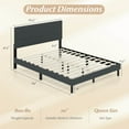 thumbnail image 3 of Costway Queen Size Bed Frame Linen Upholstered Platform Bed Frame with Tufted Headboard, 3 of 10
