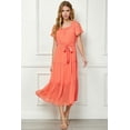 thumbnail image 2 of Pastel by Vivienne Women's Frill Hem Flutter Sleeve Ruffle Tiered Maxi Easygoing Loose Flowy Dress with Tie Orange Small, 2 of 5