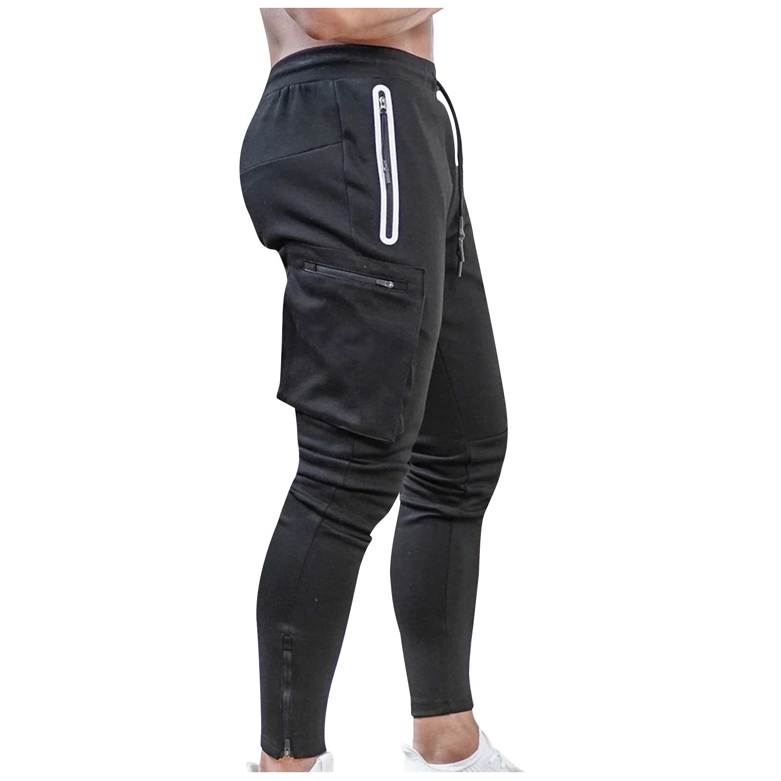 Mens Fashion Drawstring Elastic Waist Multi-Pocket Casual