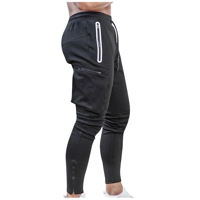 FAIWAD Men's Skinny Jogger Pants Casual Elastic Waist Drawstring Side Zip Track Pants with Pockets