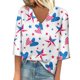 thumbnail image 2 of Fiudx Liquidación de Ofertas Flash Blusa de Manga 3/4 con Estampado de Moda para Mujer, Camiseta con Cuello En V, Tops Informales para El Día de La Independencia, 2 of 4