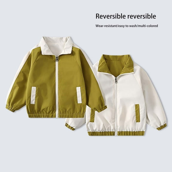 Generic Coat for Kids Lightweight Boys Girls 2024 Design Sense Reversible Jackets Coats for Fashion Casual Cozy Lightweight Breathable Travel Jacket(7-8 Years,Green)