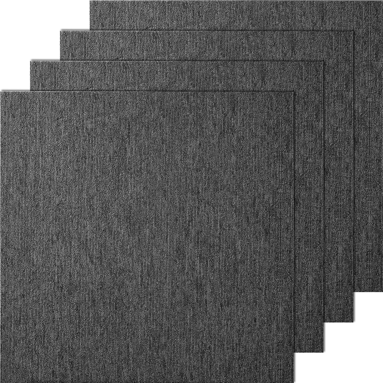 SKYSHALO Carpet Tile Floor 20pcs Squares w/Padding Attached 20"x 20"Dark Gray