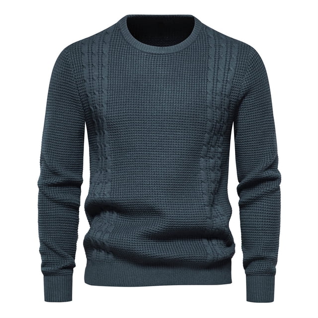 EGNMCR Chandail pour Homme Tricot pour Homme Chandail à Col Rond Chandail Décontracté Uni Chandail de Base