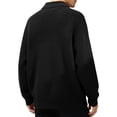 thumbnail image 3 of USNSM Men's Commuting Cardigan Button Down Side Pockets Stand Up Collar Thick Knit Sweater Jacket for Casual Fall Wear Black XXXXL, 3 of 8