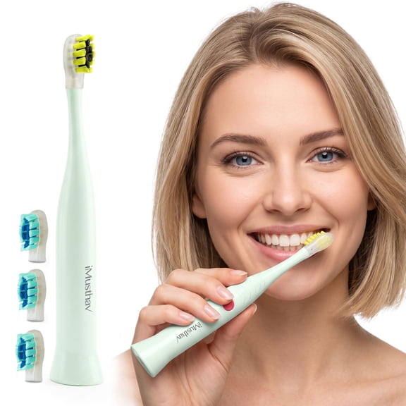 iMusthav Travel Electric Toothbrush for Adults, Battery Operated , 3 Sonic Modes, Smart Timer, 3 Brush Heads