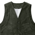 thumbnail image 3 of Fnnxeal Big & Tall Mens Corduroy Vest Slim Fit, Army Green Stretch Cotton Blend 5-Button V-Neck Waistcoat with Pockets for Fall Casual Wedding Layering,Size 3XL, 3 of 4