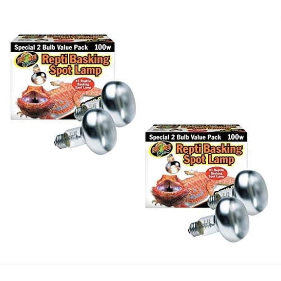 Zoo Med Repti Basking Spot Bulb 100w - 4 Bulbs Total 2 Pack with 2 Bulbs per Pack
