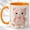 Orange, variant on Cute Kitten Coffee Mug, Plush Cat Mug for Girls and Women, Kawaii Pink Cat with Bow Design, Cat Lover Gift for Her, Ceramic 11 Oz Cup