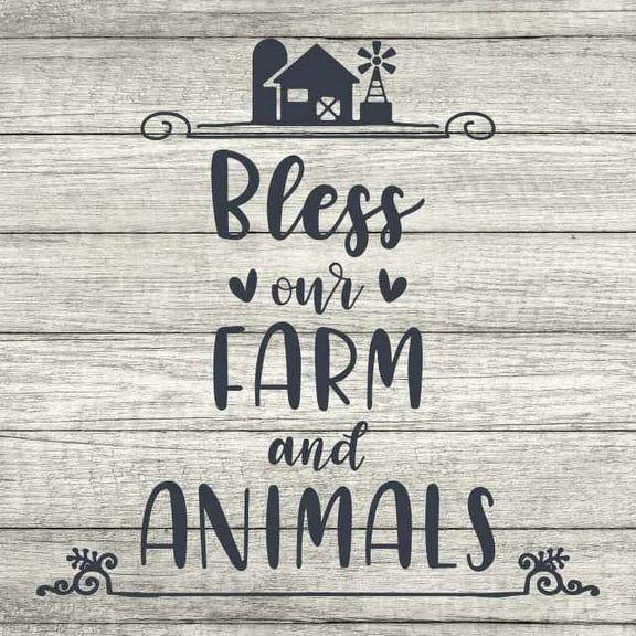 Bless our Farm and Animals Rustic Farmhouse Style White Wood Sign Wall Décor Gift 12 x 12 Wood Sign B3-12120001005