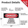 thumbnail image 2 of Propane Flammable No Smoking No Open Flame OSHA Danger Aluminum Sign 24 Inch x 18 Inch - 10 Pack, 2 of 8