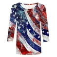 thumbnail image 5 of FAVIPT Womens 4th of July Blouse Three Quarter Sleeve Round Neck Shirts Stars and Stripes Patriotic Print Tops Casual Summer 2025 Tees Red,XXL, 5 of 5