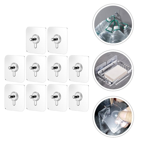 ibasenice 10Set Kitchen Sticker Acrylic Non-Trace Hook for Bathrooms