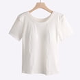 thumbnail image 5 of Weikingp Fitted Tees For Women，Basic Tees For Women Tight Shirts For Women Business Casual Outfits Gym Workout Tops Short Sleeve Tight Shirts For Women Crew Neck White 3XL, 5 of 9