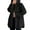 Black, variant on Women's Trendy Hooded Chic Pit Stripe Thicken Wool Solid Colored Long Sleeve Loose Fitting Casual Button Warm Cardign Winter Outerwear Coat
