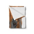 thumbnail image 2 of Dog Lover Soft Flannel Fleece Throw Blanket, Close up Cartoon Portrait of Sad Looking Big Breed Dog, Cozy Plush for Indoor and Outdoor Use, 70" x 90", Pale Cinnamon Dimgray, by Ambesonne, 2 of 5