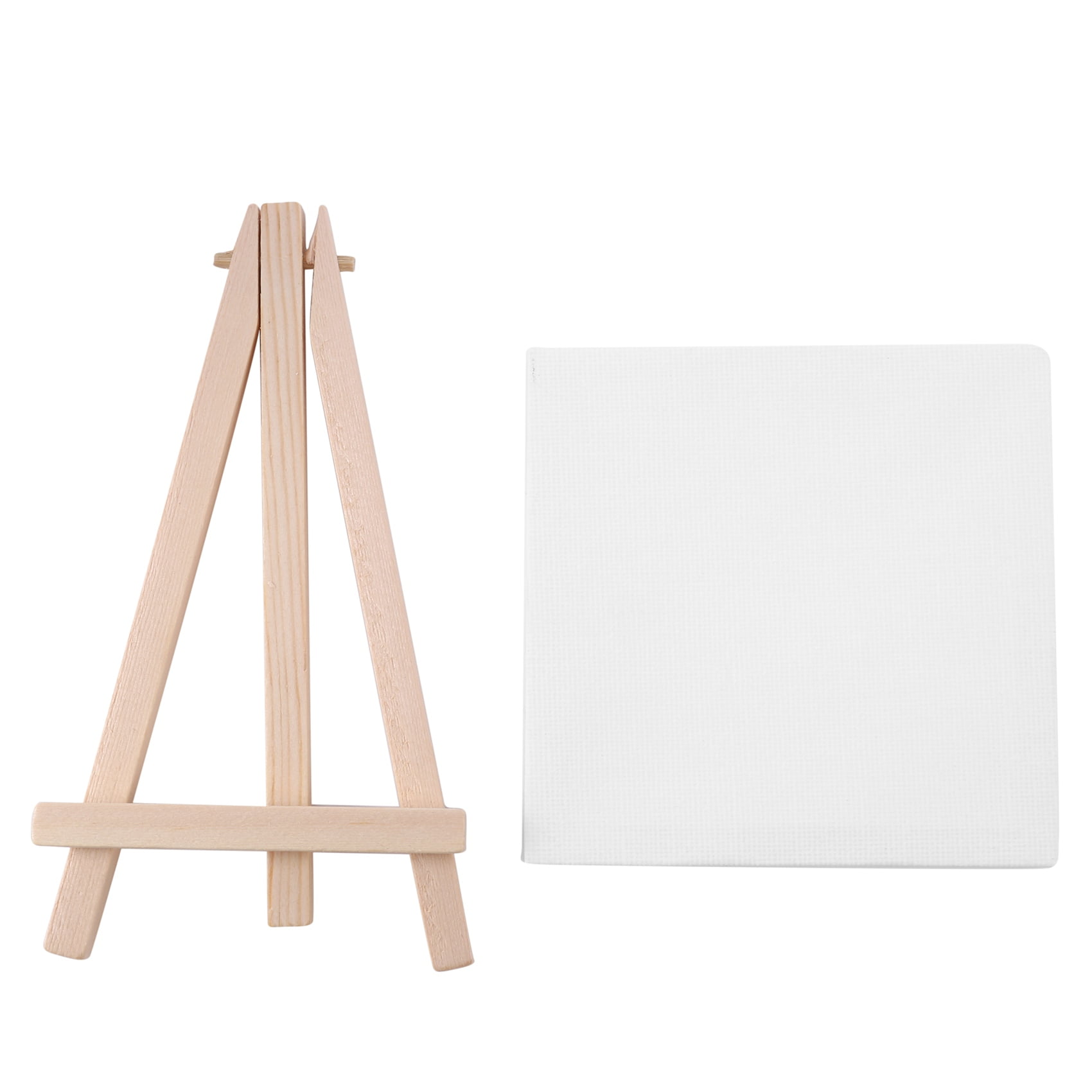 8 Pack 4inx 4in Mini Canvas And Easel Set, Small Art Easel Stand With  Canvas Set, Tabletop Wooden Display Stand And Canvas Panels For Artist,  Students