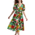 thumbnail image 1 of Vestido midi YESNO de verano con estampado floral con cuello en V y manga abullonada S EVX CR010, 1 of 5