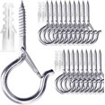thumbnail image 1 of 20 Pack Screw in Hooks for Hanging Lights Plants, 2.2 Inch White Q-Hanger Cup Hooks Screw Ceiling Hooks Eye Hook, Wall Ceiling Mount,Stainless Steel Silver,20, 1 of 7