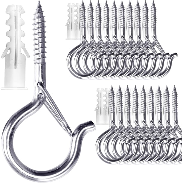 Solnnerer Paquete de 20 Ganchos de Rosca para Colgar Luces y Plantas, Ganchos para Tazas Q-Hanger Blancos de 2,2 Pulgadas, Ganchos de Techo con Tornillos, Gancho para Ojo, Montaje en Techo de Pared