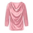 thumbnail image 4 of JIANJIA Blouses For Women Dressy Casual Velvet Solid Color Cowl Neck Long Sleeve Drape Ruched Front Autumn Winter Tops Activewear, 4 of 5