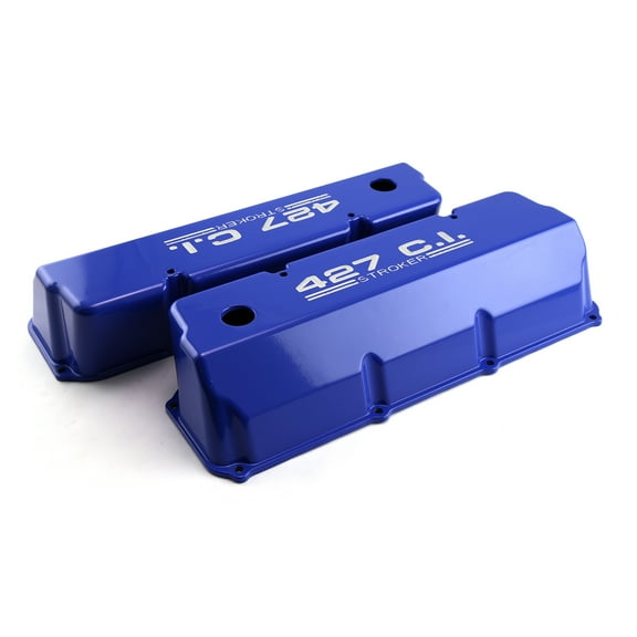 Speedmaster PCE314.1088.03 Compatible with Ford 302 351C Cleveland "427" Blue Aluminum Valve Covers - Tall w/ Hole