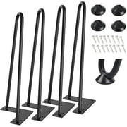 Y&Y Decor 12 inch Heavy Duty Hairpin Furniture Legs, Metal Home DIY Projects for Nightstand, Coffee Table, Desk, etc with Rubber Floor Protectors Black 4PCS (12 inch)