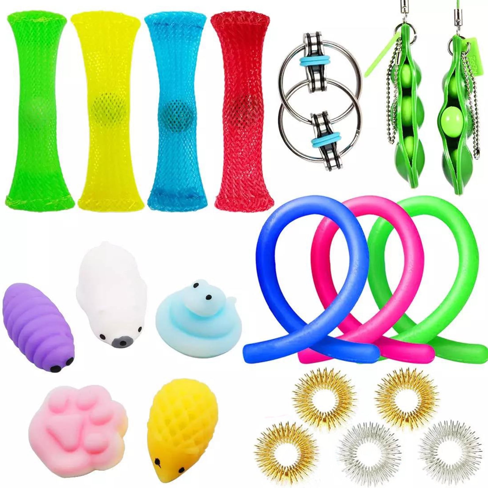 Sensory Fidget Toys Set,20pcs Chain Bean Stress Relief Toy for ADHD ADD OCD~ 