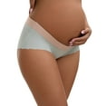 thumbnail image 4 of INSPIRE CHIC Women's Low Waist Ice Silk Seamless Maternity Briefs Pregnancy Under the Bump Underwear XXL Green, 4 of 4