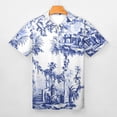 thumbnail image 3 of Blue Chinoiserie Toile Men Zipper T-shirt Summer Casual Short Sleeve T-shirt Top, 3 of 7