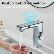 Chrome Bathroom Sink Faucet Smart Sensor 1 Hole LED Temp Display Lavatory Vanity Mixer Taps Touchless Bathroom Faucet