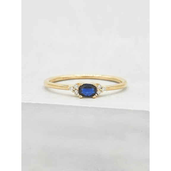 Dainty Oval Ring - sterling silver   Sapphire | Oval Cut Stacking Ring | promise ring | Something Blue | September Birthstone Stacking Ring